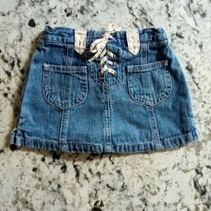 KRU Denim Jean Skort Baby Sz 18M Tulip Floral Details Skirt Shorts